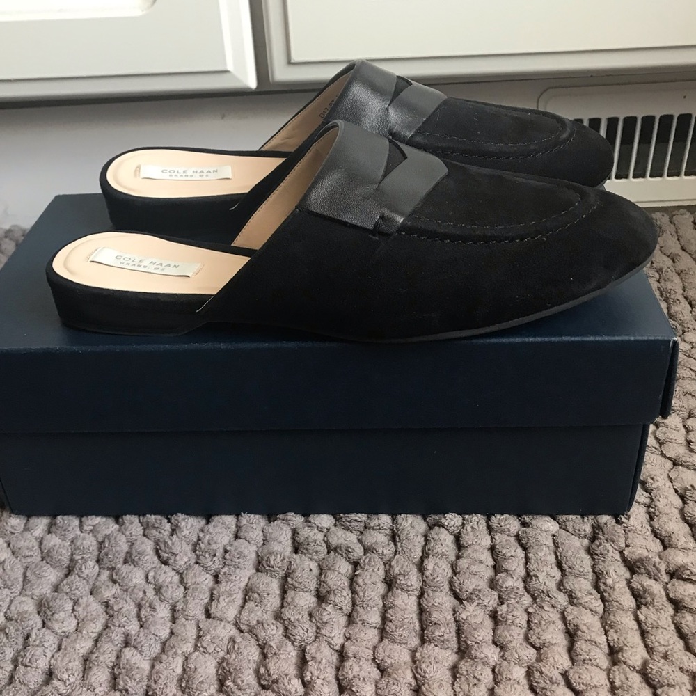 Cole Haan Women's Black Evie Suede Mules, Size 7